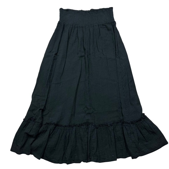 NWT Quince Black Organic Cotton Gauze Smocked Maxi Skirt Boho Festival Casual M - Picture 8 of 10